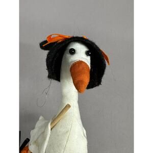 Overly-Raker Halloween Witch Goose with Broom Ornament Vintage